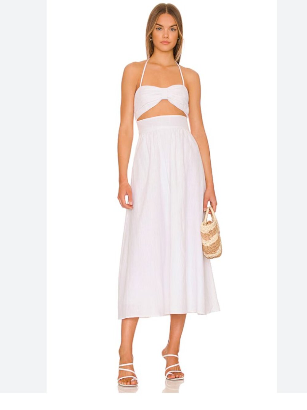 SNDYS White linen cutout dress
